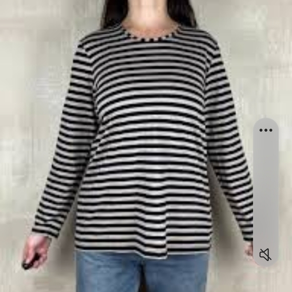 Gudren Sjoden XL Blue BeigeStriped Long Sleeve Top - Picture 7 of 13